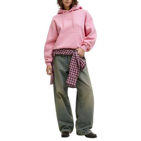 Sweat en coton rose pourvu d'un coupe droite et d'un col à capuche - Image 6