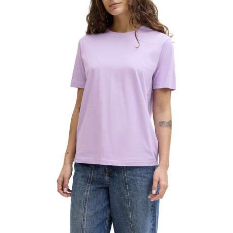 T-shirt en coton biologique violet pourvu d'un col rond et de manches courtes - Image 2