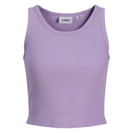 Débardeur en coton biologique violet sans manche pourvu d'un col rond