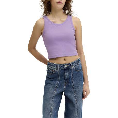 Débardeur en coton biologique violet sans manche pourvu d'un col rond - Image 2
