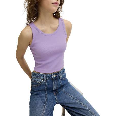 Débardeur en coton biologique violet sans manche pourvu d'un col rond - Image 4