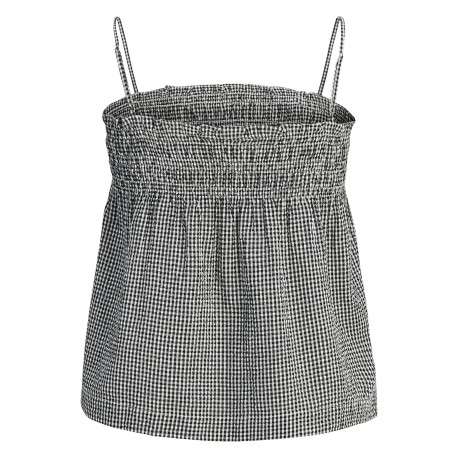 Top en coton noir pourvu d'un motif à carreaux et d'un décolleté bustier - Image 2