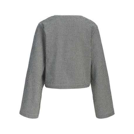 Chemisier en coton noir pourvu d'un motif à carreaux et de manches longues - Image 2