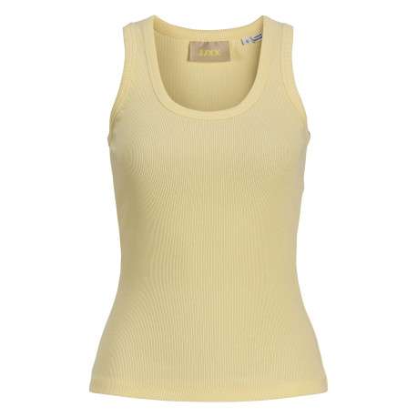 Débardeur en coton biologique jaune sans manche pourvu d'un col rond