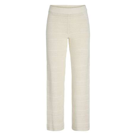 Pantalon en coton blanc uni en maille ajourée pourvu d'un coupe droite