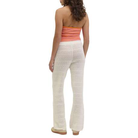 Pantalon en coton blanc uni en maille ajourée pourvu d'un coupe droite - Image 3