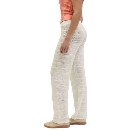 Pantalon en coton blanc uni en maille ajourée pourvu d'un coupe droite - Image 4