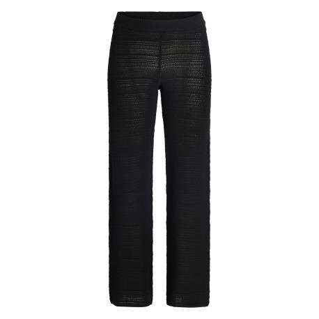 Pantalon en coton noir uni en maille ajourée pourvu d'un coupe droite