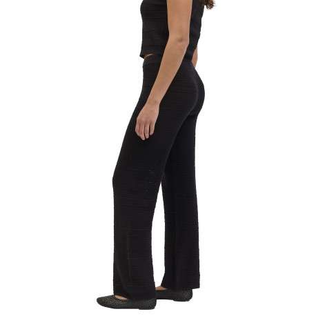 Pantalon en coton noir uni en maille ajourée pourvu d'un coupe droite - Image 3