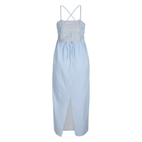 Robe longue bleue sans manche ornée d'un motif à rayures et de fines bretelles - Image 2