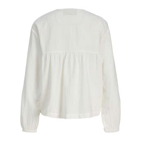 Blouse en coton biologique blanche pourvue d'un col v et de manches longues - Image 2