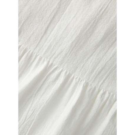 Blouse en coton biologique blanche pourvue d'un col v et de manches longues - Image 3