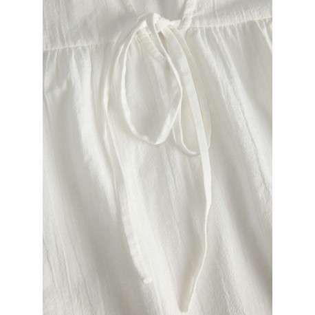 Blouse en coton biologique blanche pourvue d'un col v et de manches longues - Image 4