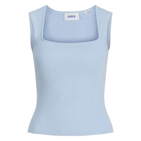 Débardeur bleu uni pourvu d'une coupe ajustée et d'un col carré - Image 9