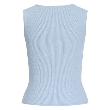 Débardeur bleu uni pourvu d'une coupe ajustée et d'un col carré - Image 10