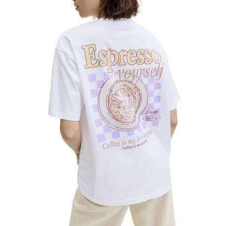T-shirt en coton blanc à motifs imprimés pourvu d'une coupe droite - Image 3