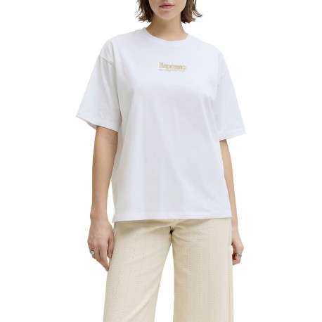 T-shirt en coton blanc à motifs imprimés pourvu d'une coupe droite - Image 4