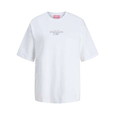 T-shirt en coton blanc à motifs imprimés pourvu d'une coupe droite