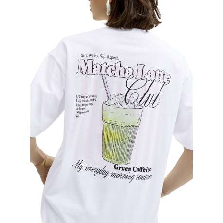 T-shirt en coton blanc à motifs imprimés pourvu d'une coupe droite - Image 3