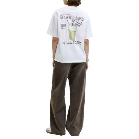 T-shirt en coton blanc à motifs imprimés pourvu d'une coupe droite - Image 5