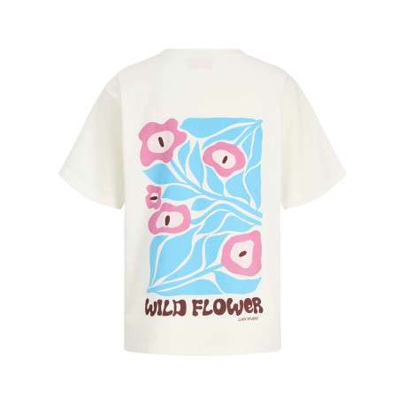 T-shirt en coton blanc à motifs imprimés pourvu d'une coupe droite - Image 2