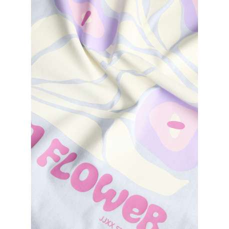 T-shirt en coton bleu à motifs imprimés pourvu d'une coupe droite - Image 4