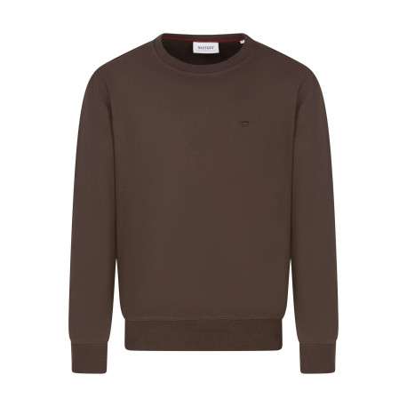 Sweat en coton marron uni avec une coupe droite et un col rond