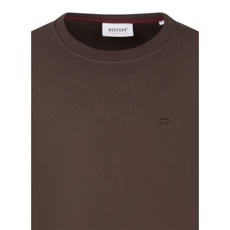 Sweat en coton marron uni avec une coupe droite et un col rond - Image 3