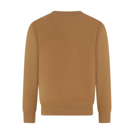 Sweat en coton camel uni avec une coupe droite et un col rond - Image 2