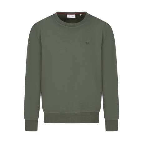 Sweat en coton kaki uni avec une coupe droite et un col rond
