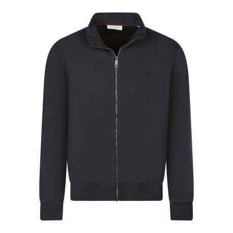 Sweat zippé en coton noir uni avec une coupe droite et une fermeture zippée
