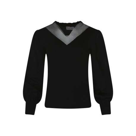 Pull noir uni avec une coupe près du corps et des manches longues