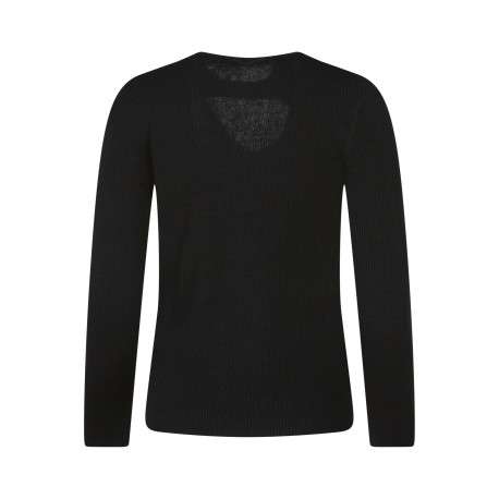 Pull noir uni avec une coupe près du corps et une ouverture sous le col - Image 2