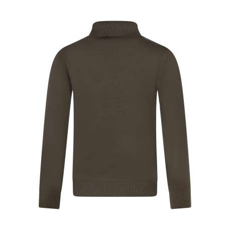 Pull kaki uni avec une coupe près du corps et un col roulé bord côtes - Image 2