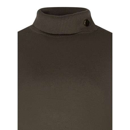 Pull kaki uni avec une coupe près du corps et un col roulé bord côtes - Image 3
