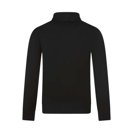 Pull noir uni avec une coupe près du corps et un col roulé bord côtes - Image 2