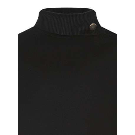 Pull noir uni avec une coupe près du corps et un col roulé bord côtes - Image 3