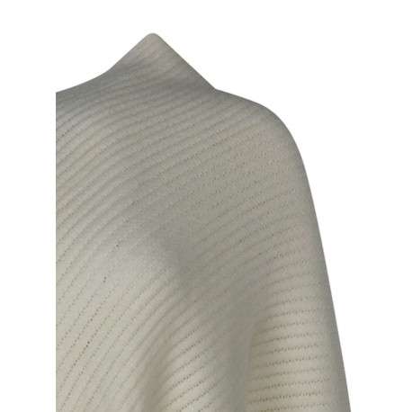 Poncho écru uni avec une coupe ample sans manches et un col en v - Image 3