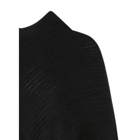 Poncho noir uni avec une coupe ample sans manches et un col en v - Image 3