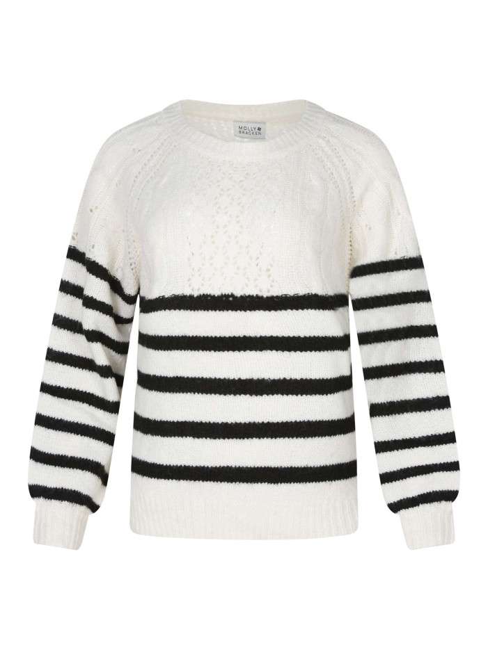 Pull écru rayé avec une...