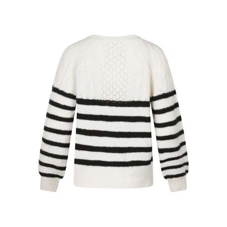 Pull écru rayé avec une coupe ajustée et des manches longues - Image 2