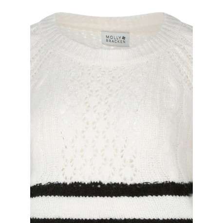 Pull écru rayé avec une coupe ajustée et des manches longues - Image 3