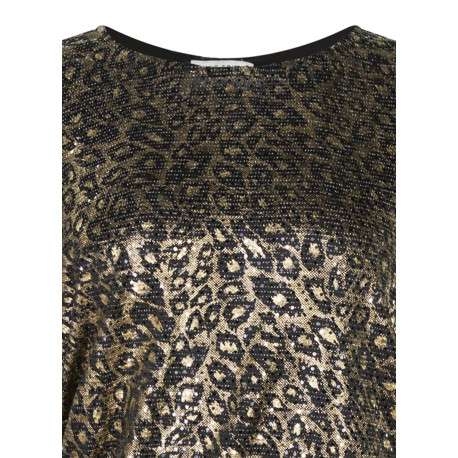 Pull léopard pailleté avec une coupe cropped et des manches longues