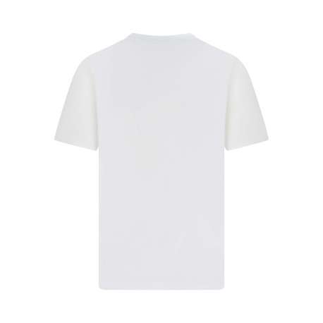 T-shirt en coton blanc à motifs avec une coupe droite et un col rond - Image 2