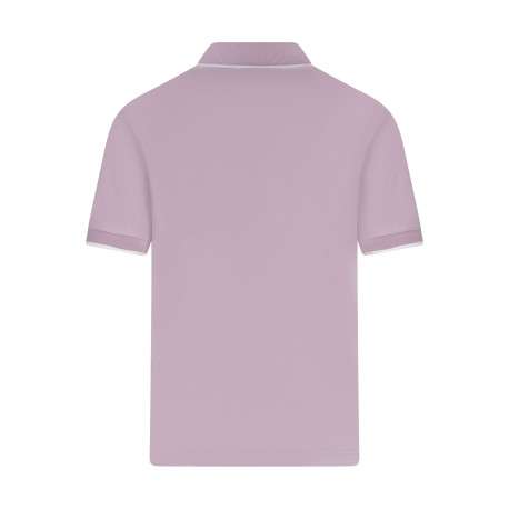 Polo rose uni avec une coupe droite et un col à revers avec des boutons - Image 2