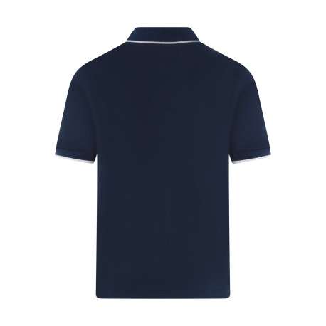 Polo en coton bleu uni avec une coupe droite et un col à revers - Image 2