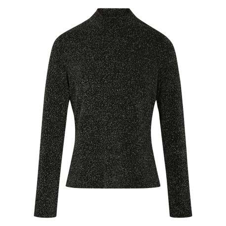 Pull argent uni coupe près du corps col montant et des manches longues