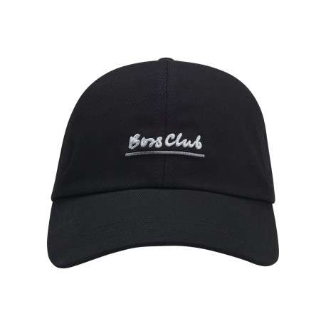 Casquette en coton noire unie à snapback avec nom de la marque