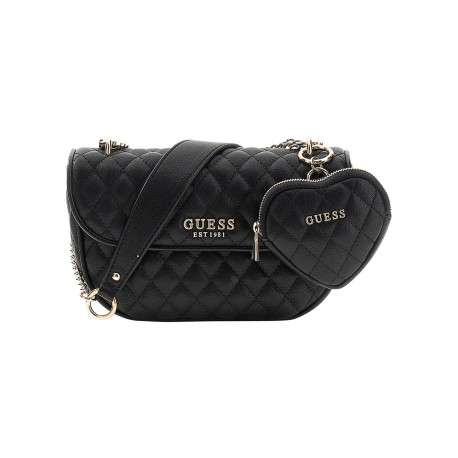 Sac à main porté épaule noir matelassé pourvu d'un porte-monnaie