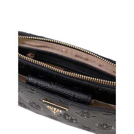 Sac à bandoulière amovible et réglable noir pourvu d'un motif monogramme embossé - Image 3